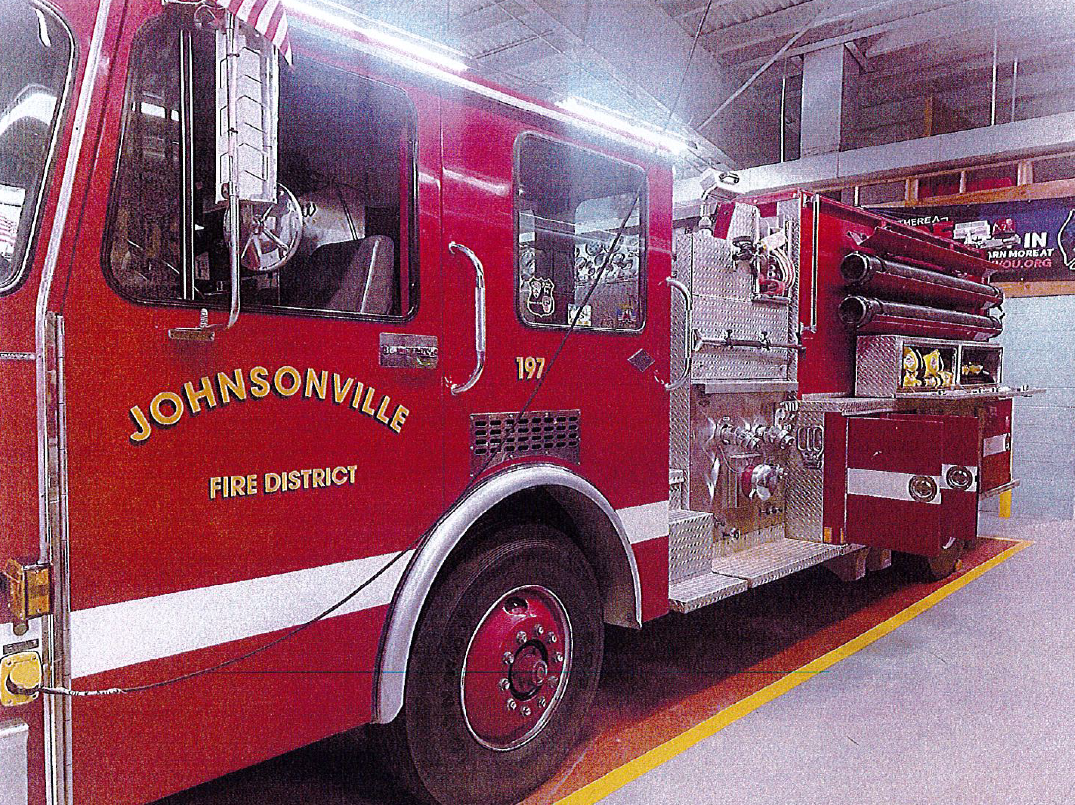 red fire truck reads Johnsonville fire district on side